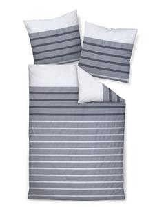 Janine Атласное постельное белье Palermo - полосатое серо-белое на сером фоне
