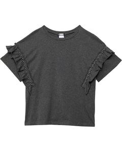 Детская футболка Truce, черная, хлопковая, с круглым вырезом, короткими рукавами и оборками, модель JDM901