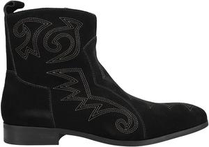 Мужские повседневные ботинки Dingo Brooks с вышивкой, круглым носком и эластичной застежкой на щиколотке - черные