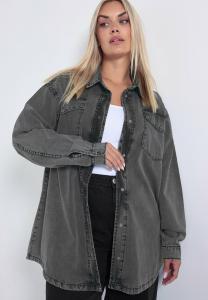 Блуза Yours Clothing Button-down blouse, Black/Anthracite