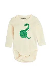 Хлопковое боди для малышей со змеиным рисунком Mini Rodini, бежевый