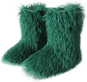 Женские зимние ботинки MH Bailment из искусственного меха, средние сапоги до икры, пушистые модные короткие зимние ботинки, Z-Green