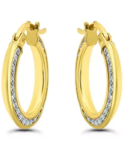 Серьги-Кольца с кубическим цирконием (2 карата) из 18-каратного золота на основе стерлингового серебра, эксклюзивно в Macy's Giani Bernini, yellow