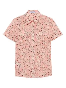 Рубашка с накладными карманами и цветочным узором Prada, розовый