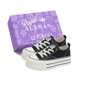 Alxnan Высокие низкие кеды для скейтборда женские черные с коробкой, цвет Black+Box