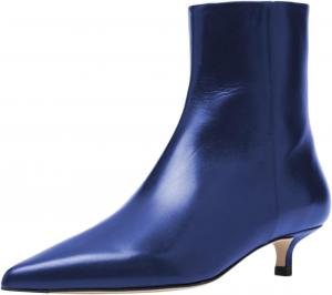 Женские ботильоны FOWT с заостренным носком, молния сбоку, низкий каблук «киска», короткие ботинки, удобные для ежедневной зимней и осенней носки, туфли под платье, размеры US 4-16, Dark Royal Blue