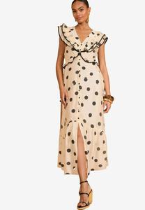 Повседневное платье REGULAR FIT - RUFFLE V-NECK SHORT SLEEVE MIDI Love & Roses, бежевый