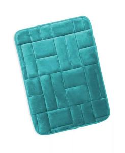 Ультрамягкий нескользящий плюшевый коврик для ванной из пены с эффектом памяти — маленький, 17 x 24 дюйма — дизайн с плиткой Clara Clark, синий