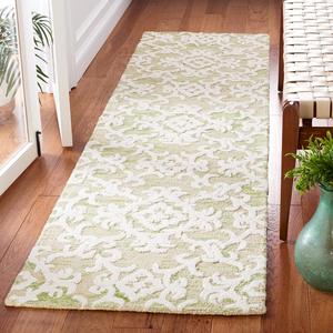 SAFAVIEH Blossom Collection ковер-дорожка 69 x 244 см, Light Green/Ivory BLM104W ручной работы из шерсти для прихожей, гостиной, спальни