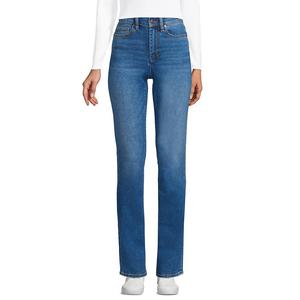 Женские синие джинсы Lands' End Recover с высокой посадкой и прямыми штанинами, цвет Indigo Tide Blue