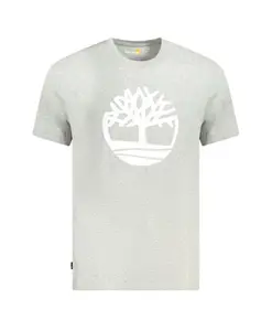 Серая хлопковая футболка с круглым вырезом Timberland, серый