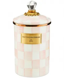 Большая эмалированная стальная банка с розовой клеткой Mackenzie-Childs