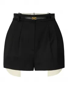 Шорты с логотипом и сатиновым кантом Elisabetta Franchi, черный