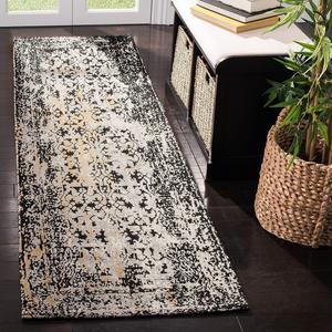 Ковер-дорожка SAFAVIEH, 69 x 244 см, Classic Vintage Collection, Black & Silver, состаренный дизайн, не линяет и прост в уходе, идеален для помещений с высокой проходимостью в гостиной, спальне (CLV223A)