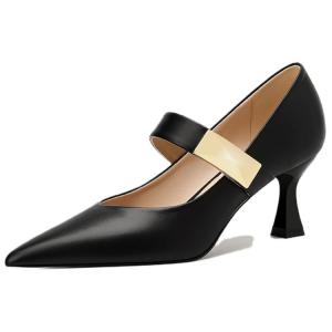 Li Ke Туфли Мэри Джейн для женщин черные на каблуке 6 см, цвет Black 6CM Heel Height