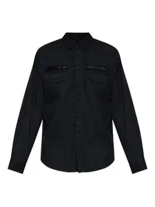 Хлопковая рубашка с вышитым логотипом DSQUARED2, черный