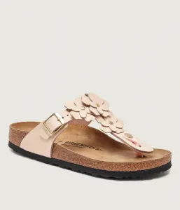 Кожаные шлепанцы Gizeh Flowers narrow fit Birkenstock, пудрово-розовый