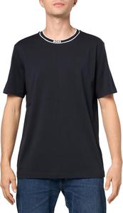 Мужская хлопковая футболка с логотипом BOSS и воротником-стойкой, Navy Dust