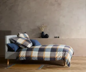 Постельное белье из фланели премиум-класса Lech 155x220 в клетку, сине-золотисто-бежевый 604578-02 Fleuresse