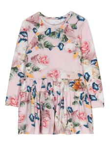 Monnalisa ярусное платье с принтом, розовый