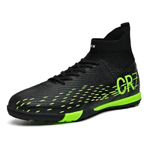 Футбольные бутсы для детей и подростков с высоким верхом, противоскользящие, с амортизацией от ударов и истираний D&W, черный