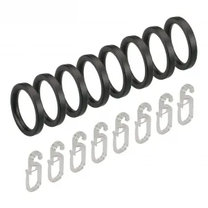 Кольцо для штор Liedeco, (комплект, 8 шт., с крючками-плиссе), для карнизов Ø 16 мм, антрацит