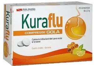Kuraflu Горло, лимон и мед, добавка от кашля, 20 таблеток Pool Pharma