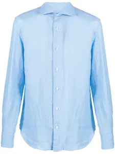 Льняная рубашка с длинными рукавами Boggi Milano, синий