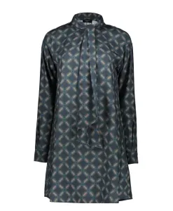 Платье из жаккардовой ткани с геометрическим узором и бантом спереди. Fabiana Filippi, синий