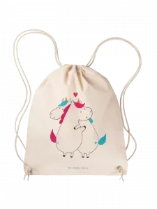 Спортивная сумка Mr & Mrs Panda Sportbeutel Einhorn Mitteilung ohne Spruch, кремовый