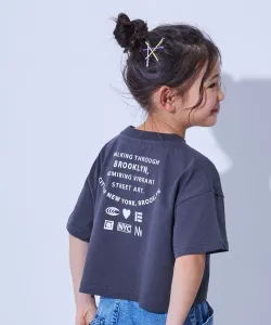 Укороченная футболка с коротким рукавом и принтом от Devil Lab для девочек, 100% хлопок, коллекция весна/лето 2025 Devirock, цвет 010-Logo2-Black