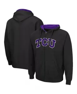 Мужская толстовка с молнией TCU Horned Frogs Arch and Logo 3.0 Colosseum, черный