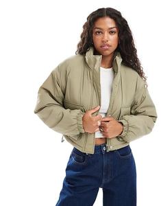 Короткая утепленная куртка Brave Soul с воротником-стойкой и карманами, цвет шалфейно-зеленый