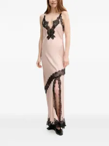 Шелковое платье-комбинация с кружевом Herskind, розовый