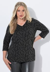 Топ Ulla Popken LETTER 3/4 SLEEVE, Khaki Grey/Khaki