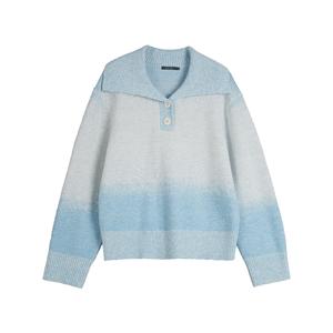 ELLE Трикотажный джемпер женский синий navy с воротником