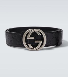 Кожаный ремень Interlocking G Gucci, Black/Black