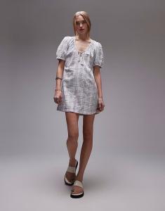 Мини-платье в клетку Rhythm desi синего цвета