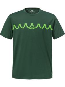 Schöffel Футболка для тренировок 'Elmori' в неоново-зеленом и темно-зеленом цвете