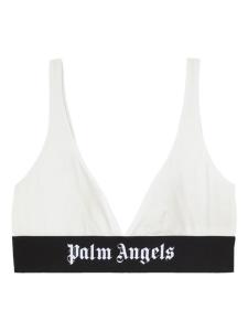 Palm Angels бюстгальтер с треугольными чашками и логотипом, белый