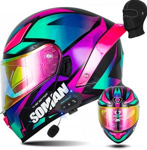 Шлем мотоциклетный CYYFULE-888, розовый / синий