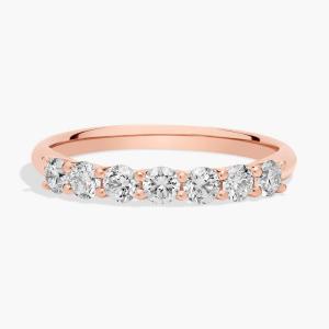 Кольцо с выращенными в лаборатории бриллиантами «Seven Sone Trellis» из розового золота 14 карат (1/2 карата, два карата — FG / VS2-SI1) Blue Nile