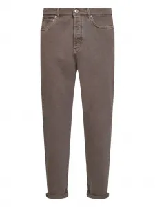 Джинсы с нашивкой-логотипом и пятью карманами Brunello Cucinelli, коричневый