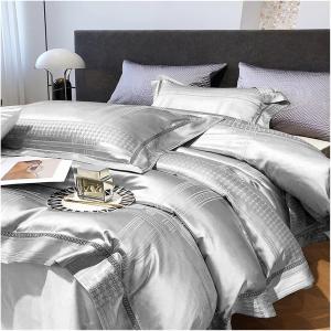 MWTSYSQ Комплект постельного белья из жаккарда белый золото серебро хлопок