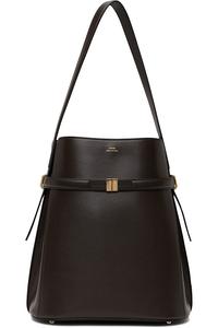 Кожаная поясная сумка-ведро Toteme, цвет bark