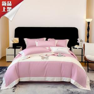 LUOLAI HOME Комплект постельного белья, 200 см, 4 предмета, Mide Xiangyun, светло-розовый