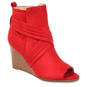 Сабина ботильоны с открытым носком на танкетке Journee, красный