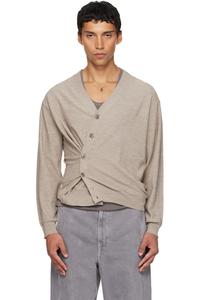 Lemaire Бежевый свободный кардиган с закрученными нитями