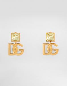 Серьги с логотипом dg и стразами Dolce & Gabbana, золото