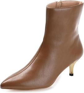 Женские ботильоны Pazzion с заостренным носком, золотым металлическим каблуком, боковой молнией, низким каблуком-киот, для делового и офисного образа, размеры 4-16 US, Brown